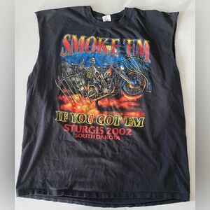 Vintage 2002 Smoke ‘Em If You Got ‘Em Skull Motorcycle Sturgis tank